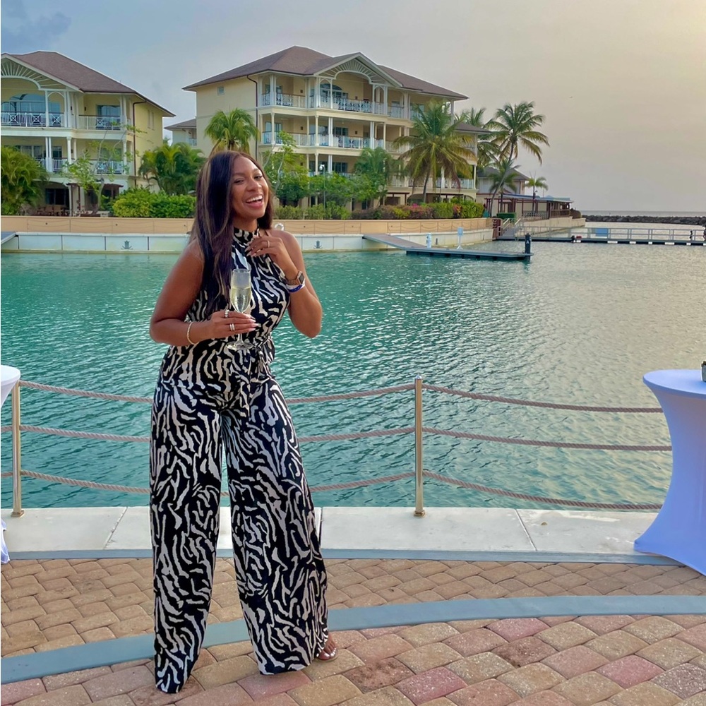 Wide Leg Black/White Jumpsuit